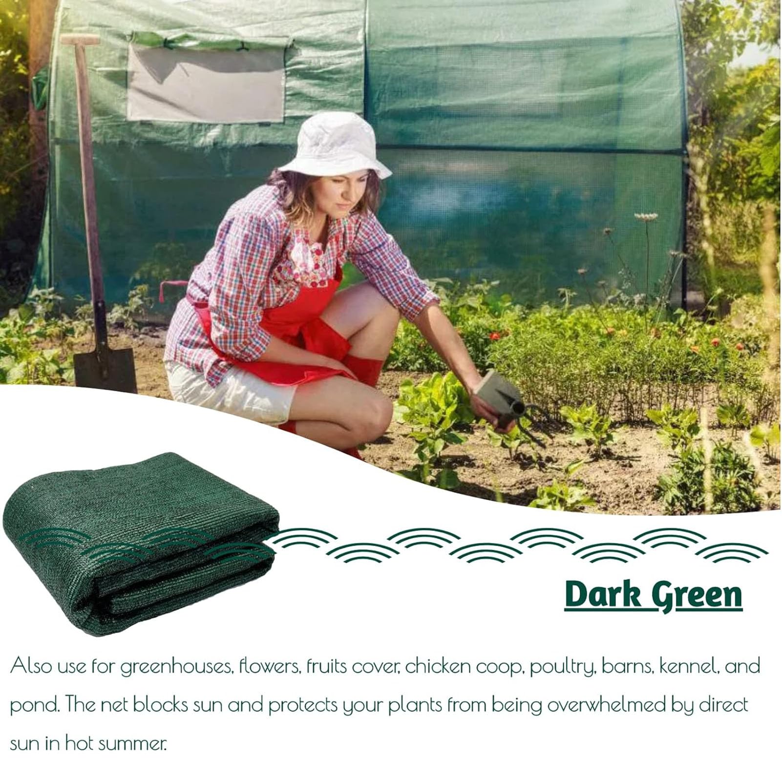 90% Tela De Sombra Verde Negruzco, Red De Sombra De Jardín Resistente, Lona De Malla Duradera Con Ojales Reforzados Para Invernadero, Planta, Gallinero, Pérgola, Toldo(Size:5x5m/16.4ft*16.4ft)