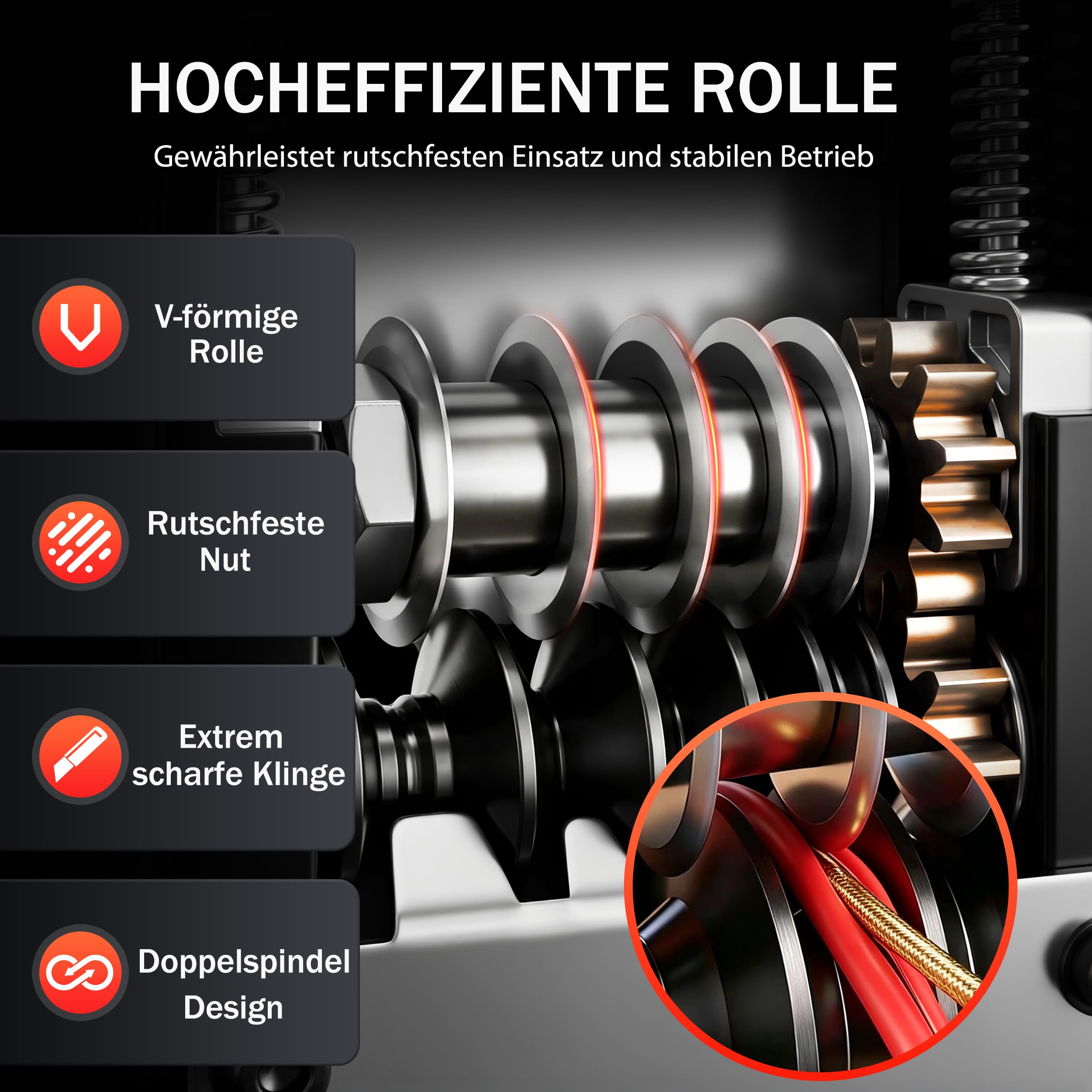 Kabelschälmaschine Kabelabisolierer für Handkurbel oder Bohrmaschine 3-17 mm 6 Kanäle Kupferschrott Recycling Schwarz