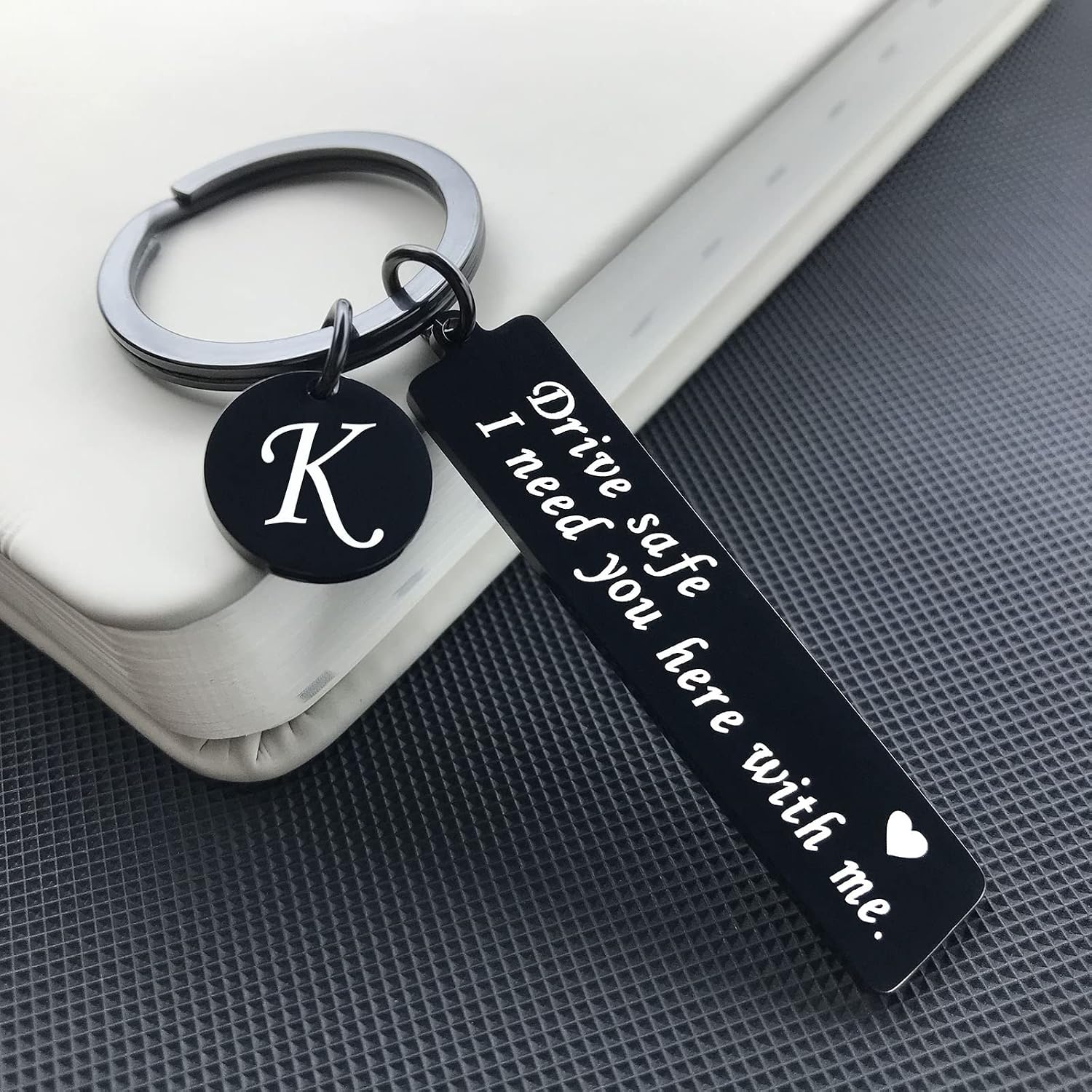 CINDYHE Drive Safe Keychain Gift for Boyfriend Valentines day I Love You Gifts for Him I Need You Here 26 Initial Letter