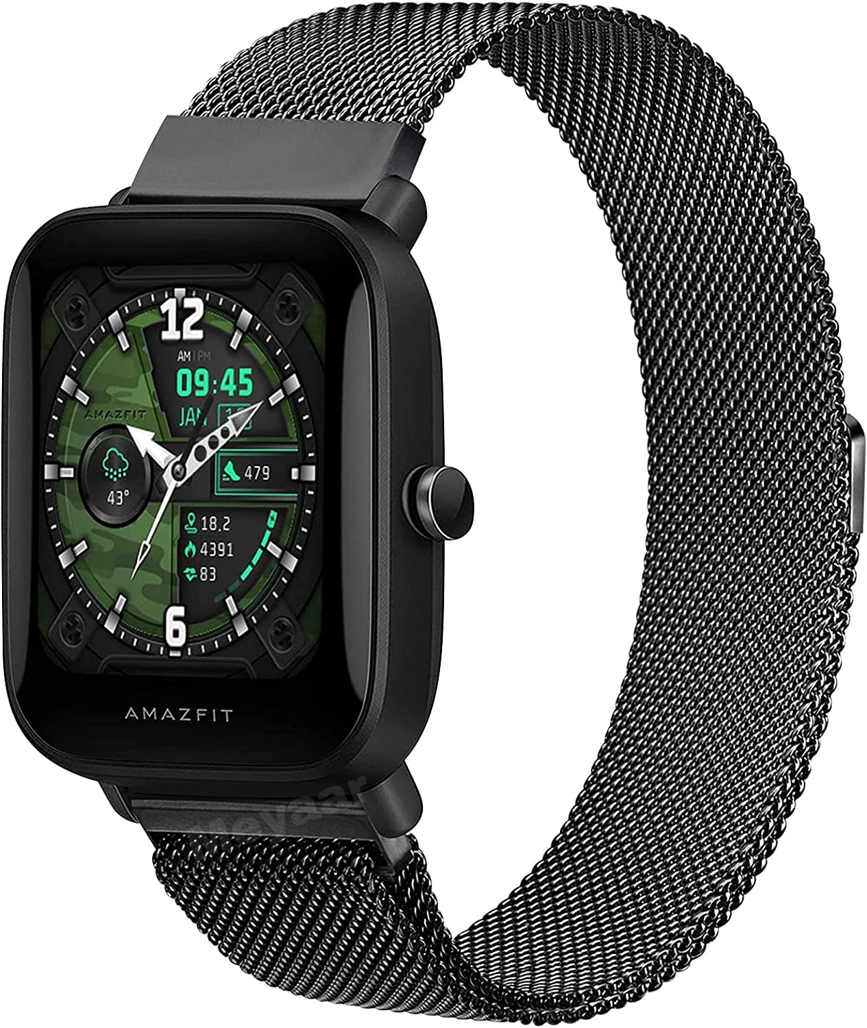 Meyaar Metal Bands Compatible with Amazfit GTS/GTS2/GTS 2e/GTS 2 Mini, Quick Release Stainless Steel Replacement Watch Strap for Amazfit Bip U Pro/Bip/Bip Lite/Bip S/Bip S lite/Bip U (Black)