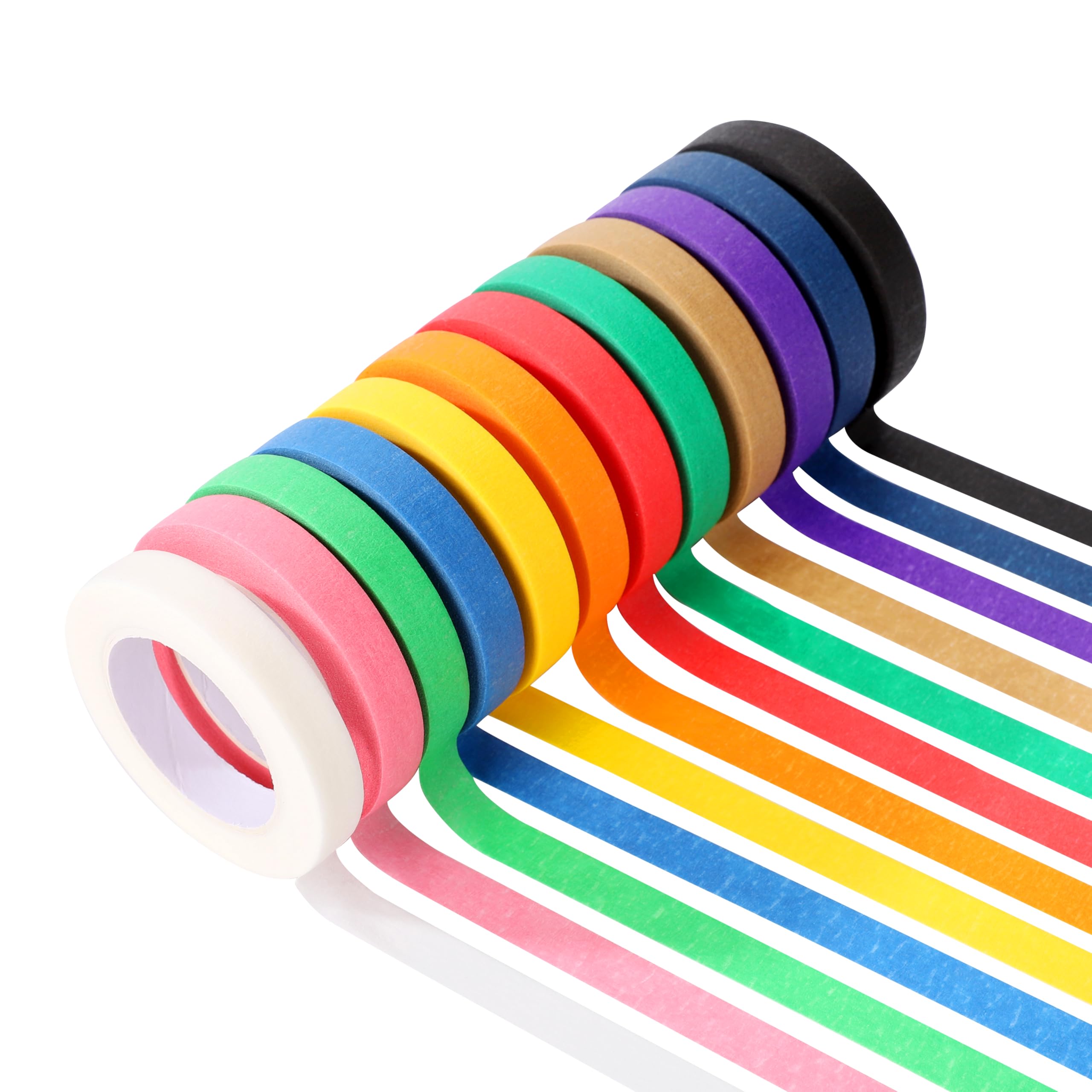 Azinoo Colored Masking Tape 12PCS-Painters Tape, 12 Color Tape Rolls,Colored Painters Tape Perfect for Kids Art Supplies, Crafting, Labeling, DIY