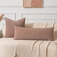 Vista 781 de UGASA - Juego de 2 fundas de almohada de terciopelo a rayas, funda decorativa para cojín con cremallera oculta para el hogar, sofá, dormitorio