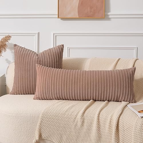 Miniatura 781 de UGASA - Juego de 2 fundas de almohada de terciopelo a rayas, funda decorativa para cojín con cremallera oculta para el hogar, sofá, dormitorio,