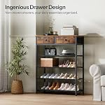 HOOBRO Shoe Rack, 5 Tier Shoe Storage Organizer with 2 Non-Woven Drawers, 12-16 Pairs of Shoes for Entryway, Shoe Shelf with 4 Oxford Fabric Shelves and Wooden Top, Closet, Rustic Brown BF78XJ01