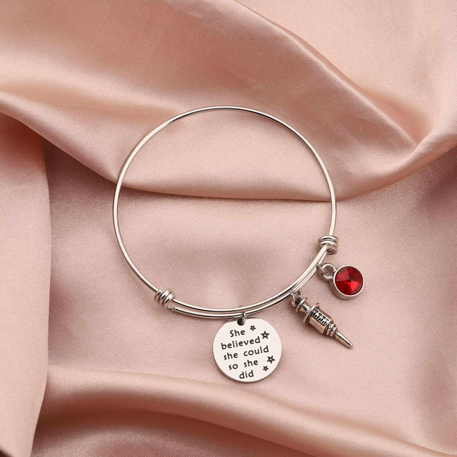 AKTAP Phlebotomist Gift Nurse Phlebotomist Bangle Bracelet She Believed She Could Phlebotomy Graduation Gifts For Technician Hematologist Medical Technologist (Nurse Phlebotomist Bracelet)