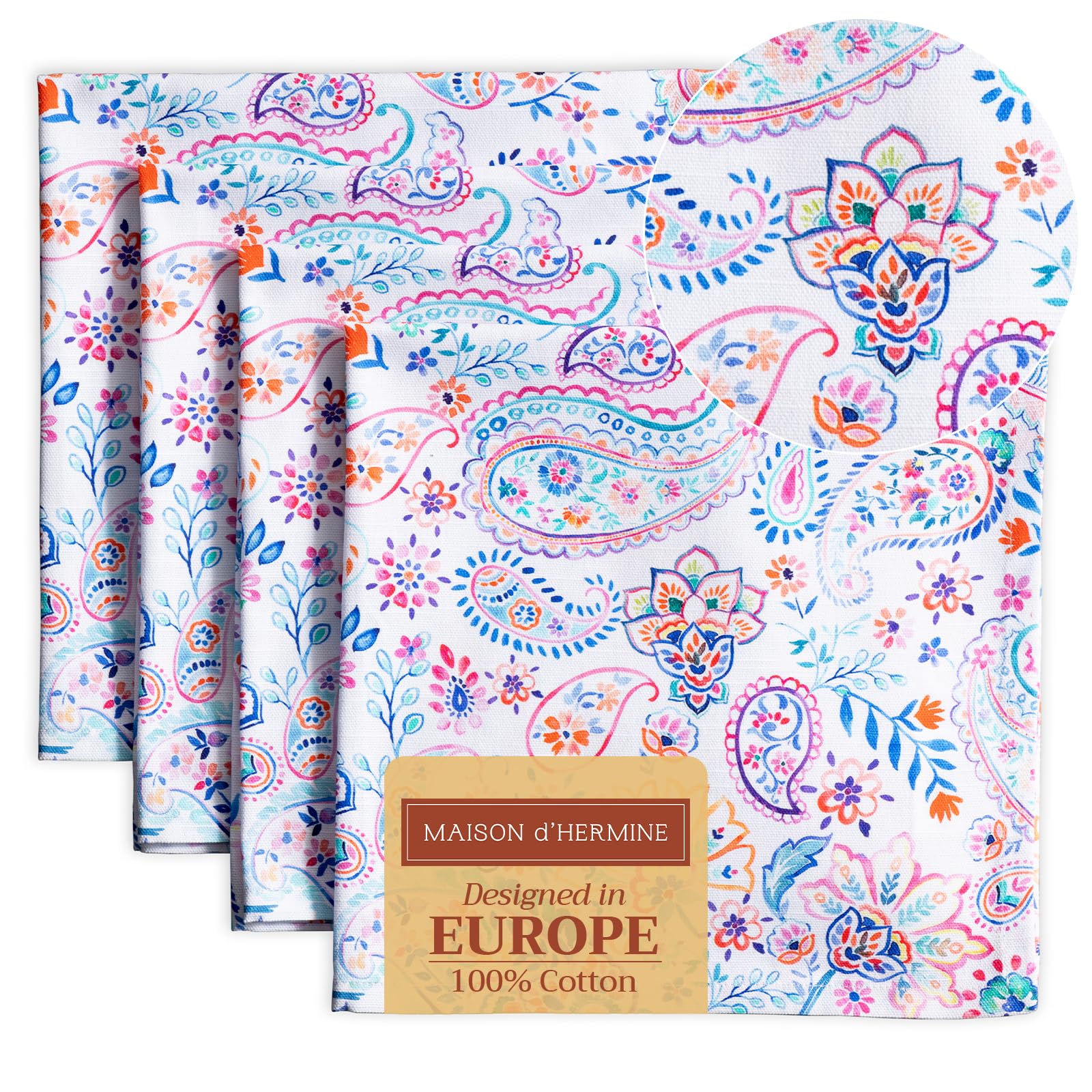 Maison d 'Hermione Kashmir Paisley 100% katoenen tafelkleed voor keuken | Diner | Tafelblad | Decoratiefeesten | Bruiloften | Thanksgiving/Kerstmis (rechthoek, 160 cm x 220 cm) Moederdag