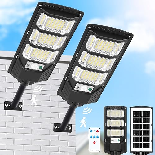 Luces solares impermeables para exteriores, 6500 K, luz solar para exteriores, luz LED de inundación solar del atardecer al amanecer con sensor de