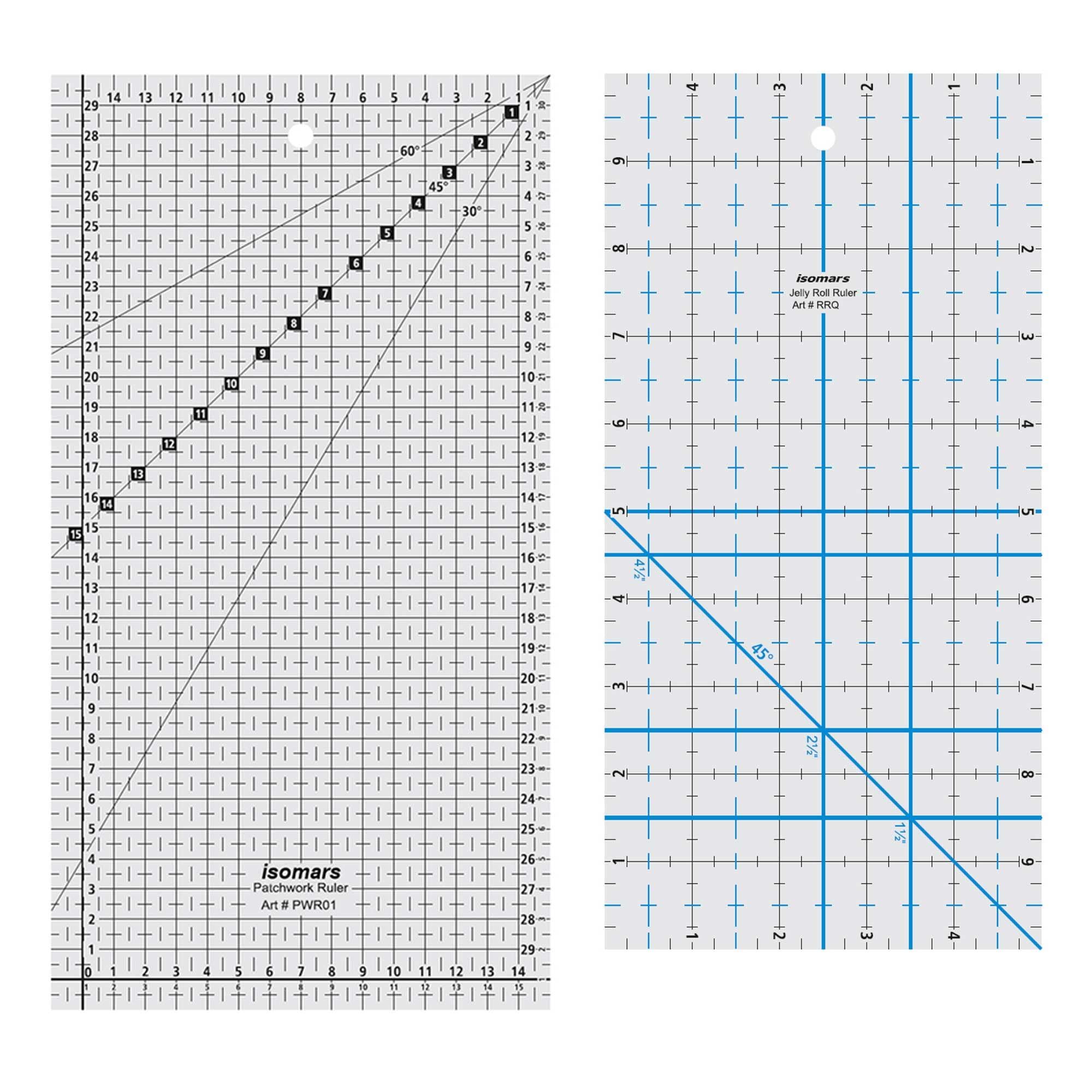Isomars Patchwork Quilting Ruler (6" x 12") & Roll Ruler Quilting (5" x 10") | Quilting Rulers For Fashion Designing