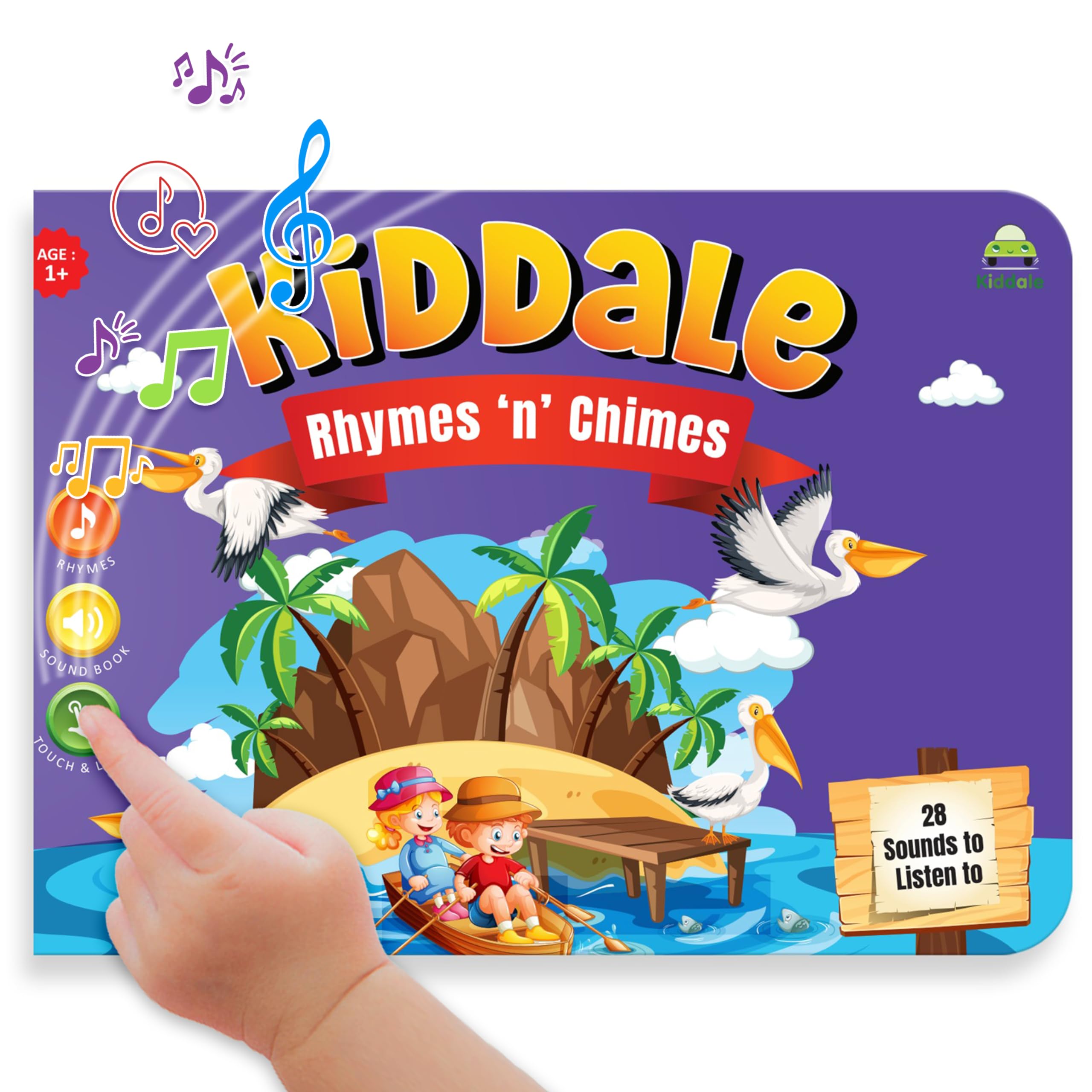 Kiddale 28 Musical Sounds Book|8 Audio Classical Nursery Rhymes|Interactive & Intelligentk|Alternative to Mobile Phones & Laptops for Kids|Gift for 1,2,3 Year Kids, Multicolor