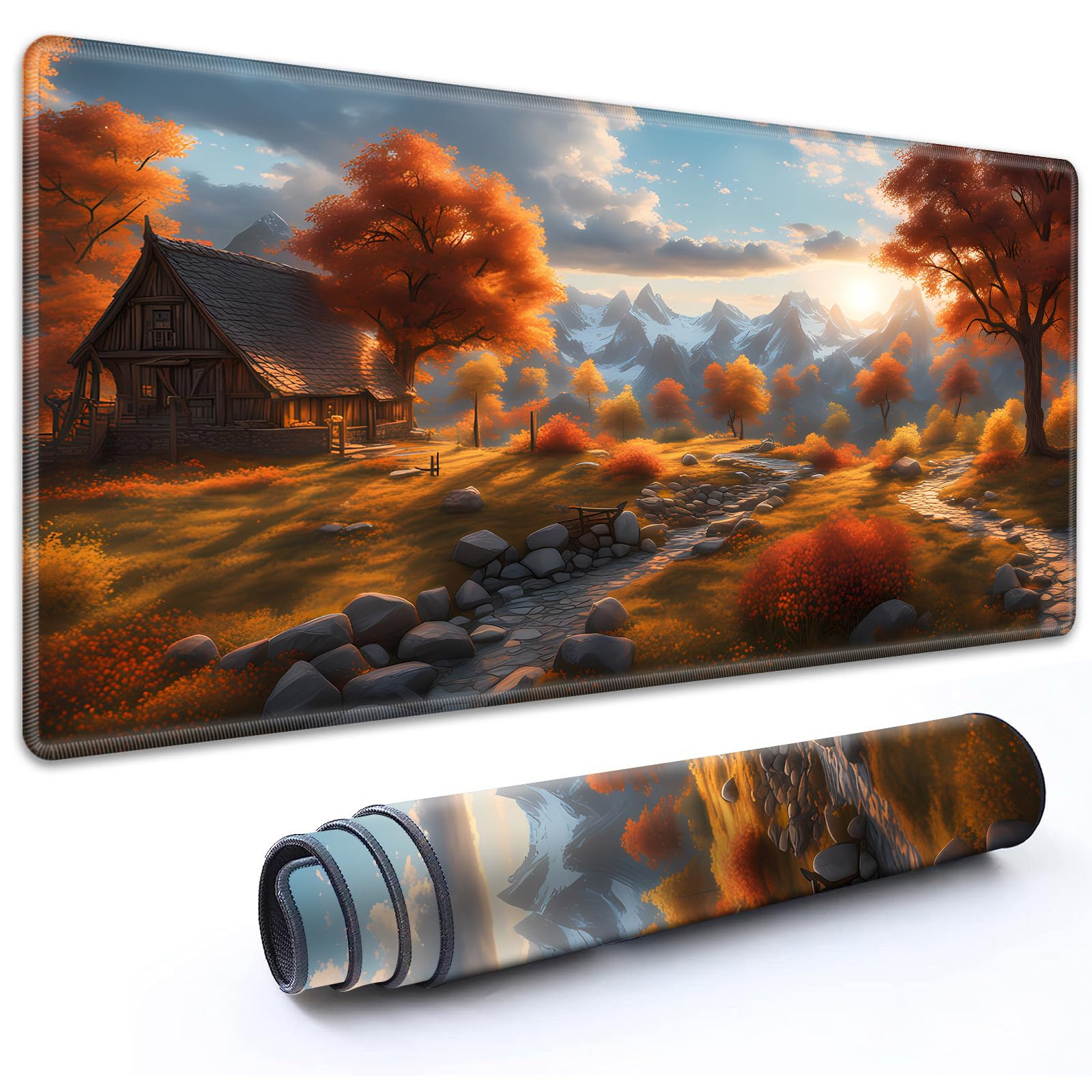 RMJKXQZG for MTG Playmat 35.5" x 19.7"(90cm x 50cm) with High Elastic Rubber Base Non-Slip Rubber Sole HD Printing for TCG Mat Magic Playmats MTG Game Mat, A Wondrous Mountain View