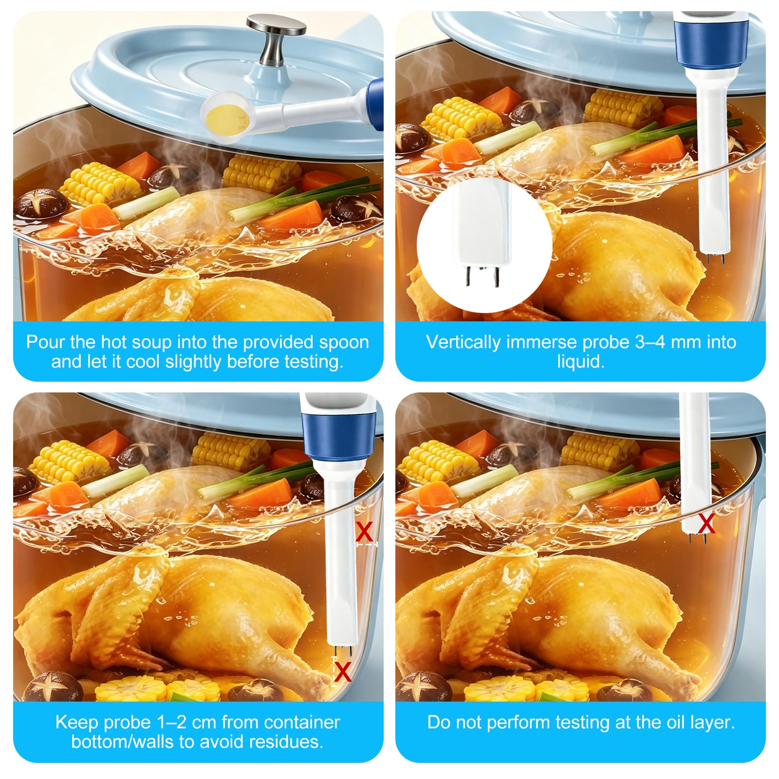 Salimètre de Cuisine électronique, Testeur de Salinité avec Température