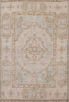 Rug Source Transitional Collection, 2x3 Oushak Rug, Hand Knotted Navy Blue & Blues Medallion Rug, Oriental 100% Wool Carpet for Foyer, Entryway and Hallway