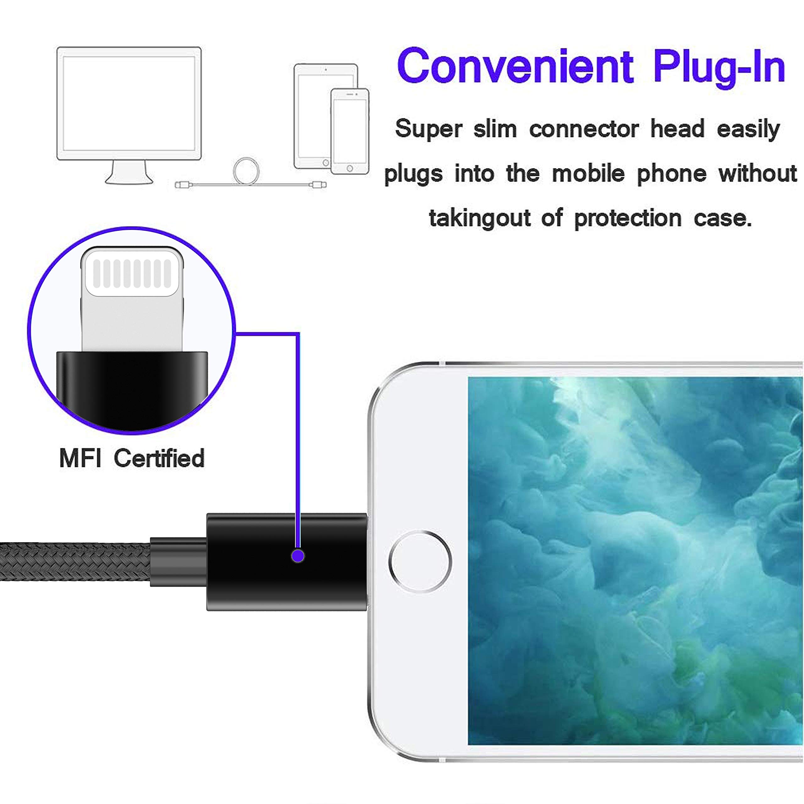 Apple MFi certificato USB C a Lightning cavo da 4 FT caricabatterie/sincronizzazione per iPhone X/XS/XR/XS Max / 8/8 Plus, (per uso con caricabatterie di tipo C) 1,2 m (nero)