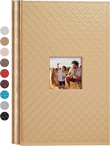 Miniatura 30 de Mublalbum Álbum de Fotos Pequeño 4x6 300 Fotos Cubierta de Cuero Libro de Fotos con Bolsillos Horizontales para Bebé Boda Aniversario y Familia Azul