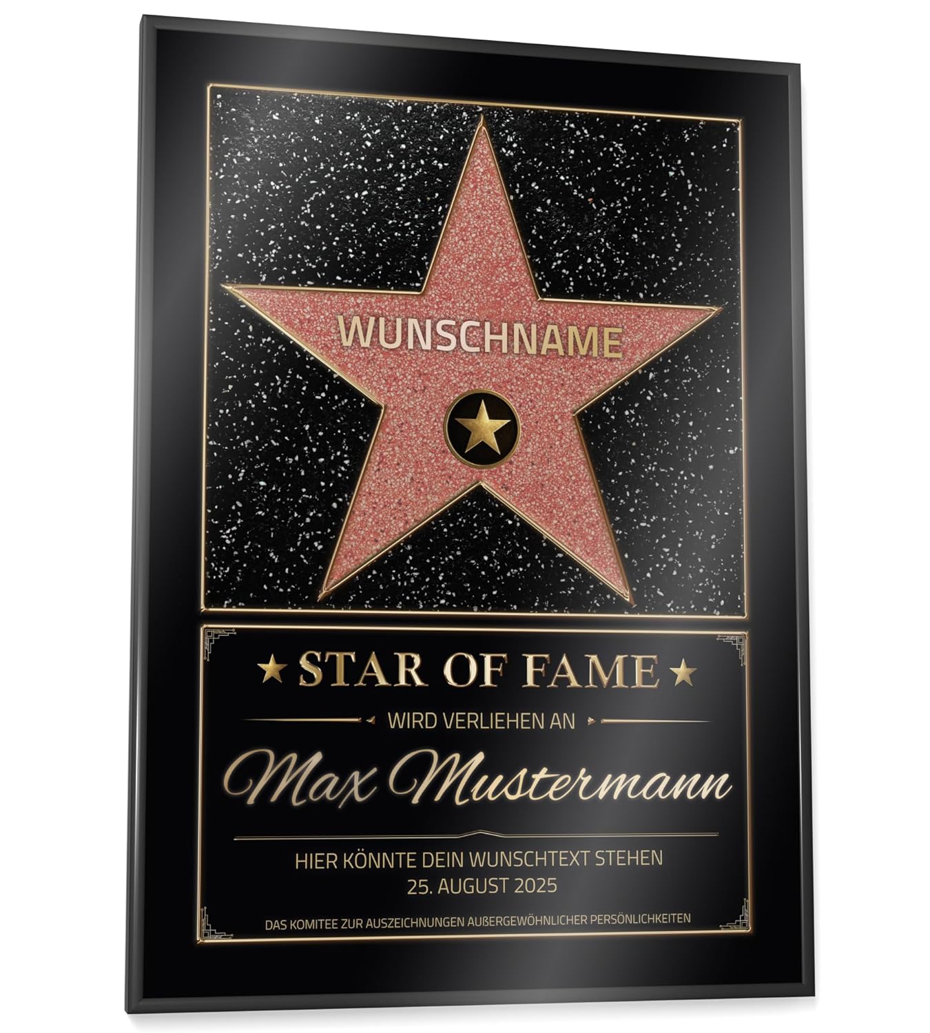 Papierschmiede® Hollywood Walk of Fame Stern | Personalisierte Urkunde zum Jubiläum | Geburtstag Geschenk oder zur Feier kleiner Siege „Star of Fame“ Geschenke für Männer und Frauen
