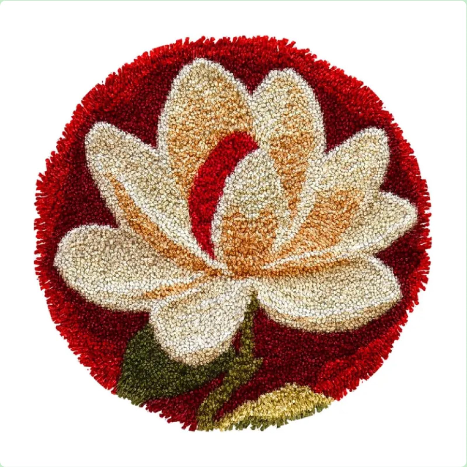 XDEGHUANGSS Latch Hook Rug Kit: Colorful Magnolia Flower