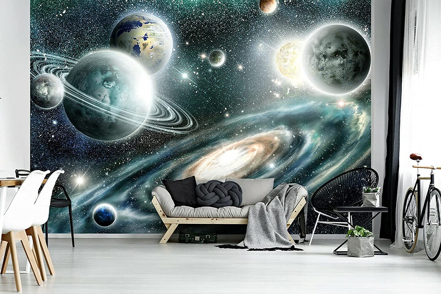 WallArena Fotobehang raam met uitzicht, bos, herfst, natuurlijk uitzicht, woonkamer, slaapkamer, vliesbehang inclusief behanglijm, behang, uv-bestendig, klaar voor montage, 254 x 184 cm, 2 banen