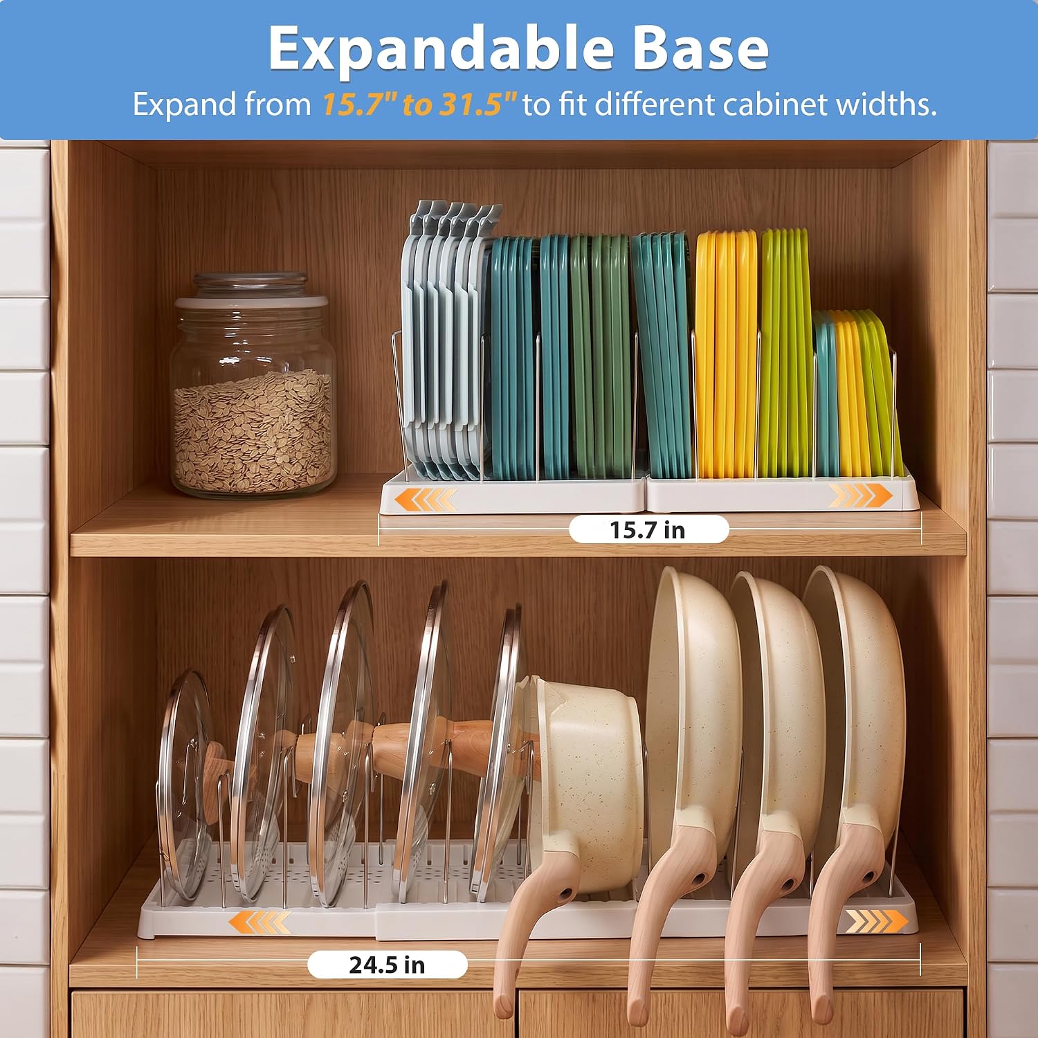 2 Pack Expandable Pot and Pan Organizers, 24 Adjustable Dividers