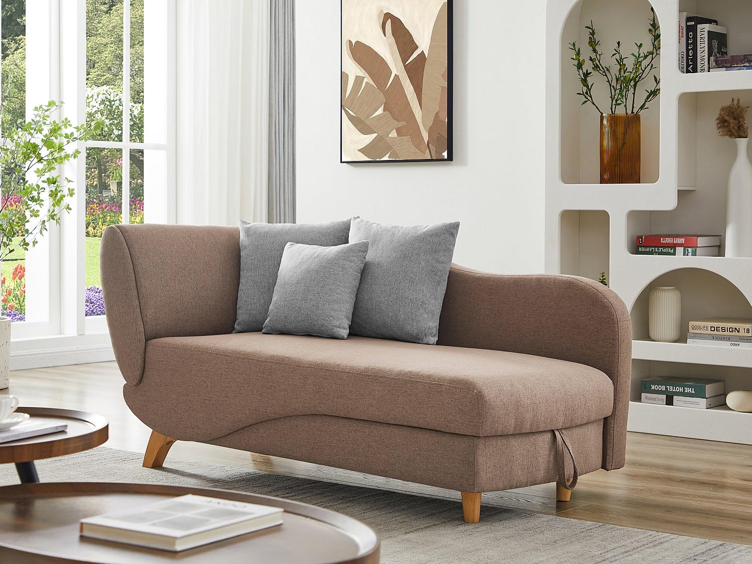 Vente-unique Recamiere mit Schlaffunktion & Stauraum - Ecke Links - Stoff - Braun - Penelope