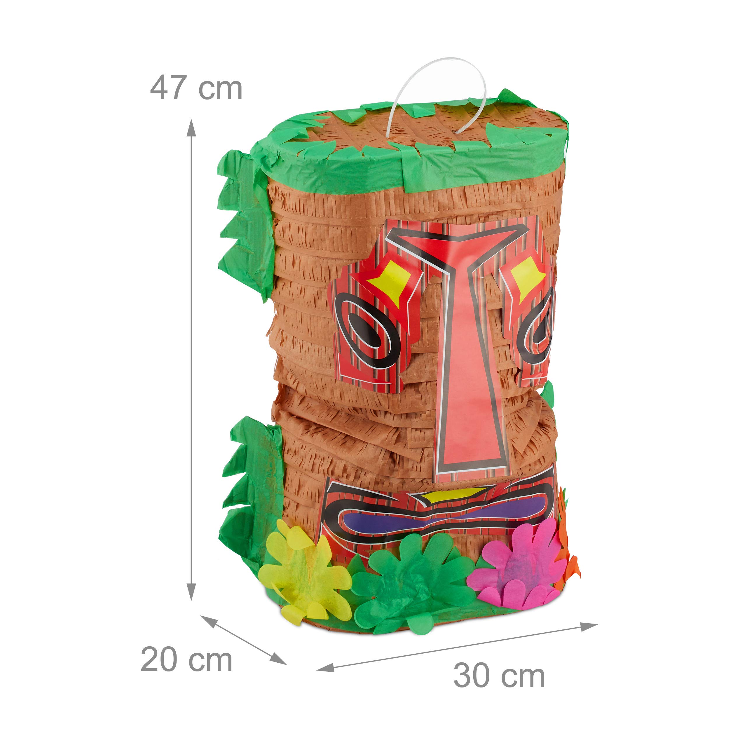 3 Piñatas Tiki, Piñatas grandes Cumpleaños para rellenar y golpear, Piñatas Hawái, Piñatas colgantes, café, multicolor