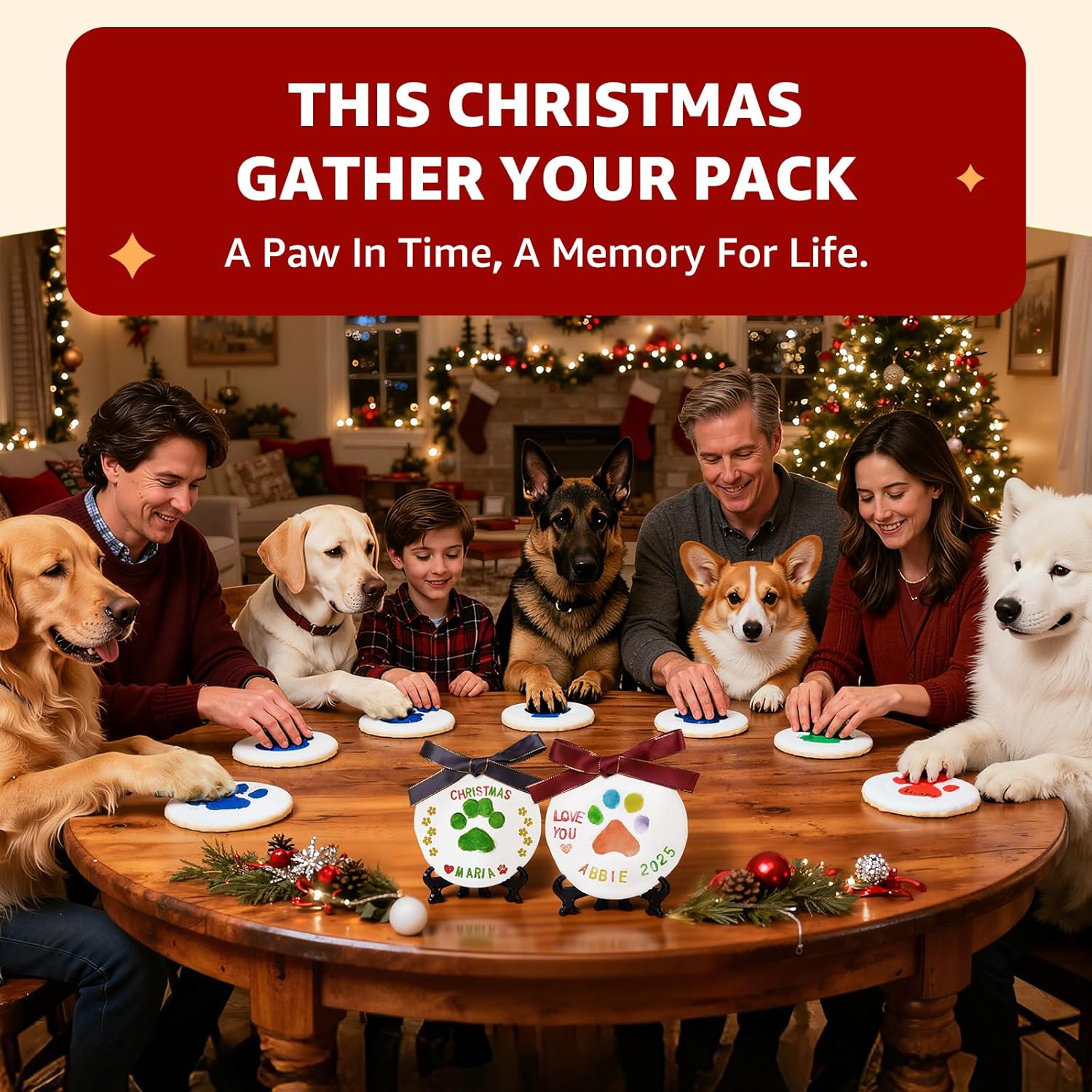 LOOBANI 3packs Dog Paw Print Ornaments Kit,DIY Pet Footprint Memorial Impression Keepsake for Puppy and Cats Owners with Light Clay & Deluxe Tool Set (Dog Paw Ornament Kit-3packs) - Image 7