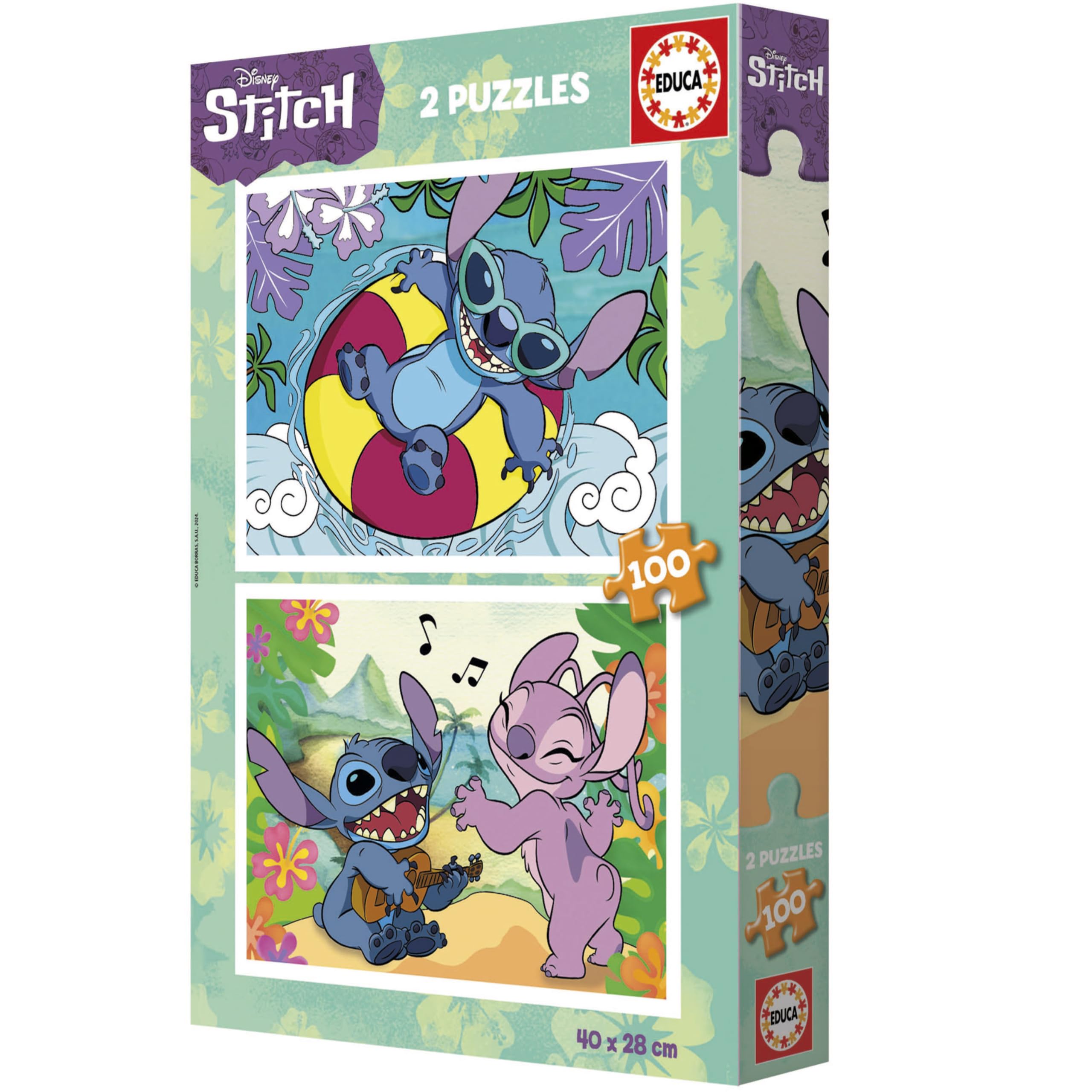 Educa - Disney Stitch | Set de 2 Puzzles Infantiles con 100 Piezas. Medidas: 40 x 28 cm. Recomendados a Partir de 6 años (19998)