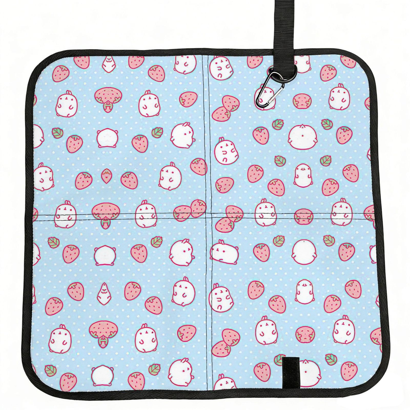 VCzsdff Cartoon Character Strawberry Print Portable Seat Cushion Folding Bleacher Pad Compact Picnic Sitting Mat Polyester 40cm