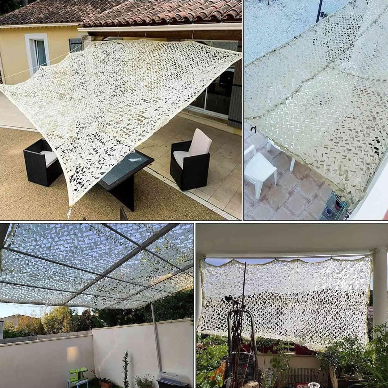 Rete Mimetica Beige, 4x8m Camouflage Tela Netto di Oxford, Rete Ombreggiante per Esterni, Adatto per decorazioni di feste, fotografia, caccia, campeggio, protezione solare