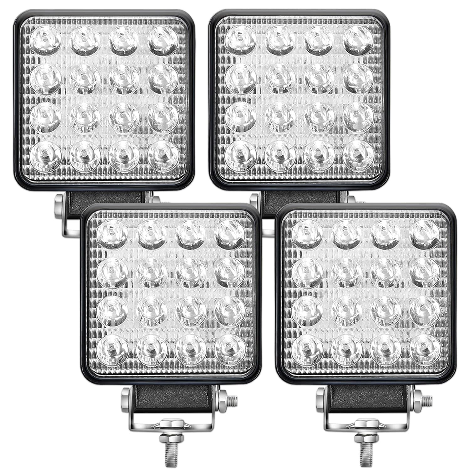 Fari Trattore 12V 4.21" 10.5 cm IP67 48W 16 LED 6500K 4 Pezzi Alluminio ABS - Faro Auto 12V Faretti Da Lavoro