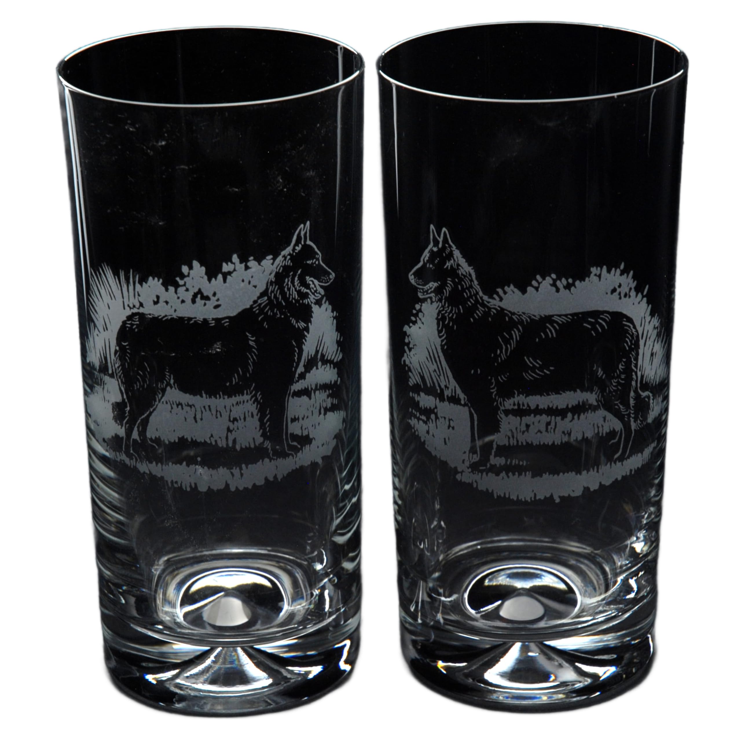 GLYPTIC Glass Art Belgian Shepherd Dog Placement Hand Etched/Engraved Highball Glass