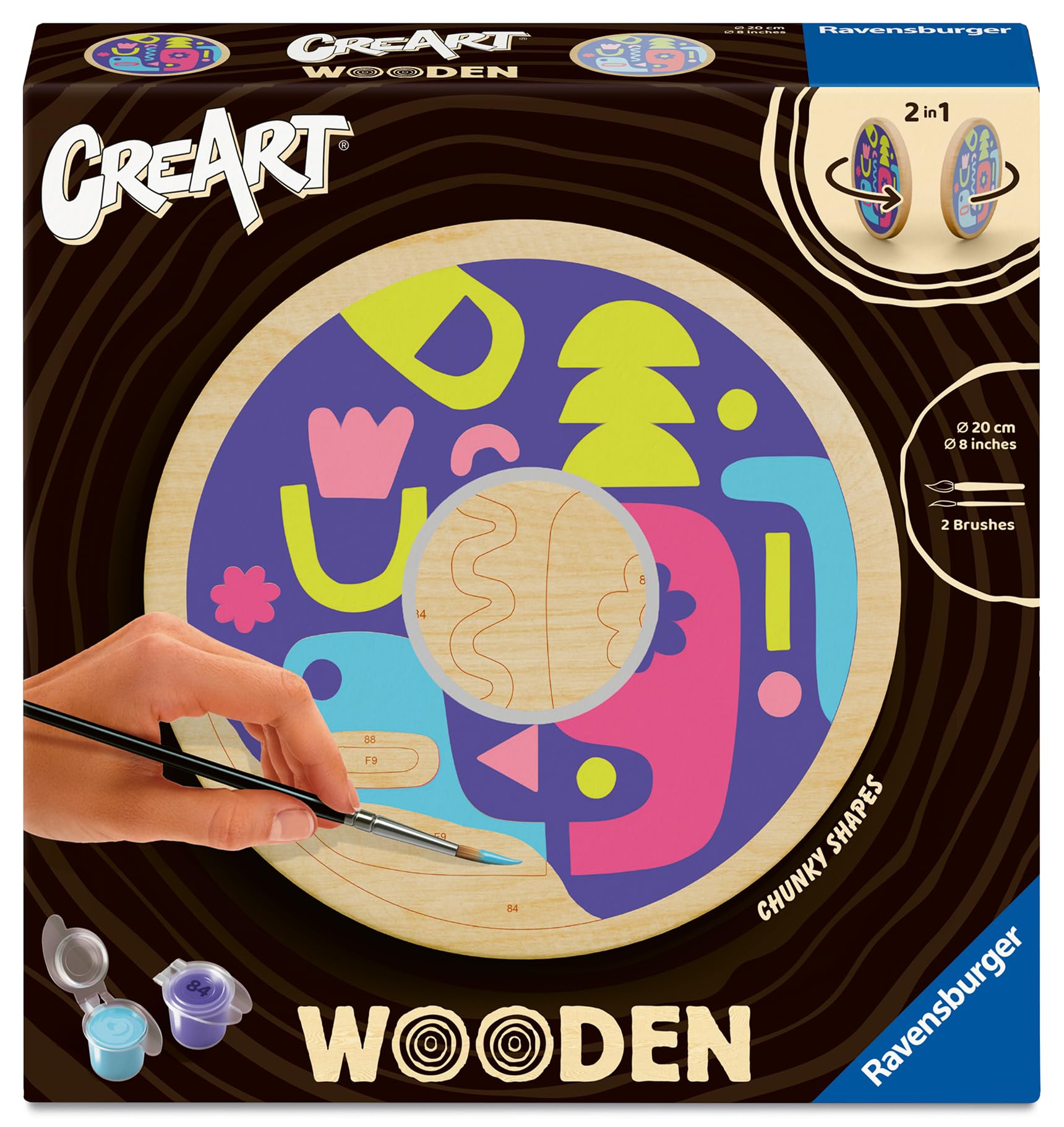 Ravensburger CreArt 25922 - Eckige Formen - Malen nach Zahlen auf Holz, DIY Malset mit Pinsel und Acrylfarben, Geschenk für Frauen und Männer, Malen für Erwachsene