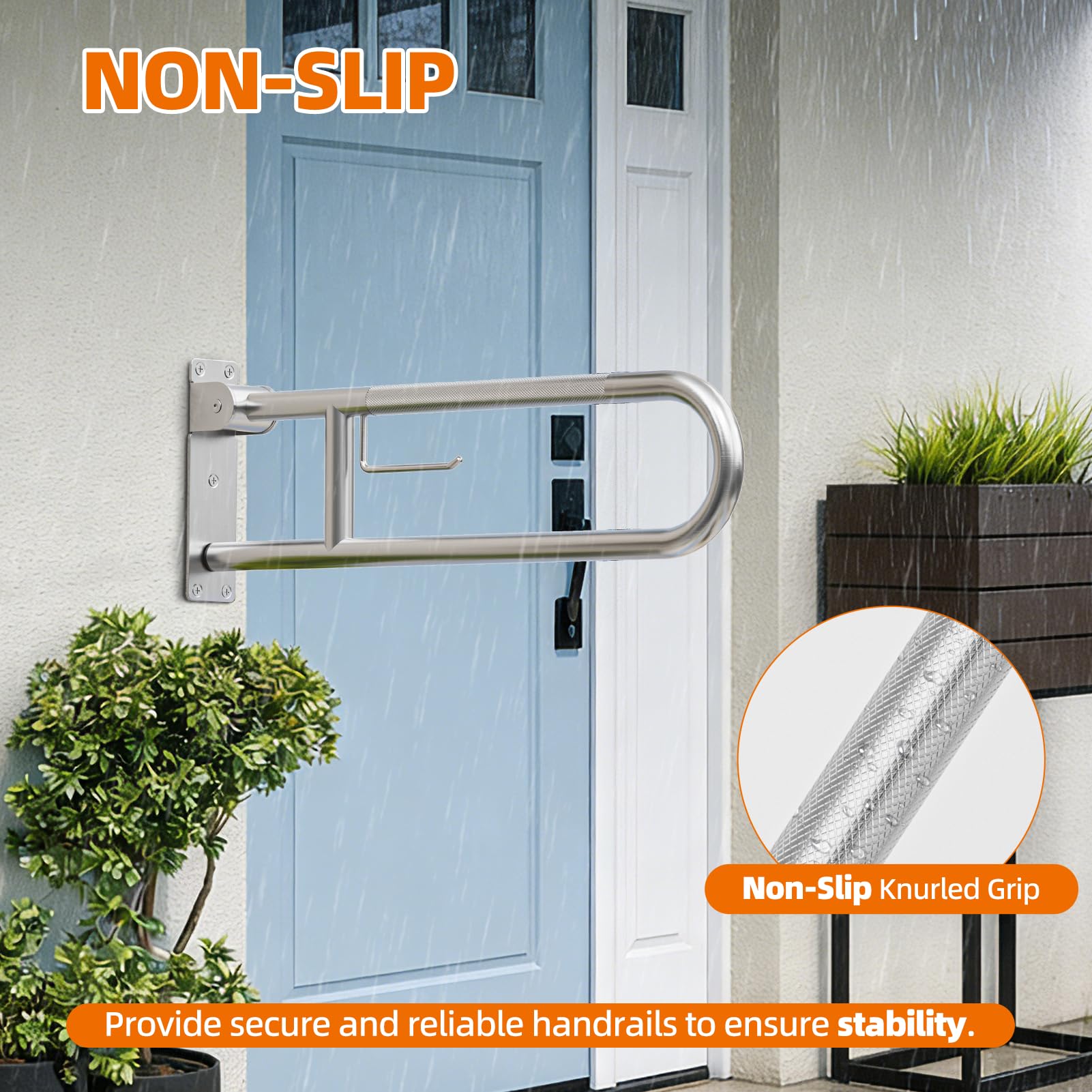 SPECILITE Rieles de seguridad de inodoro de acero inoxidable de 29.5 pulgadas
