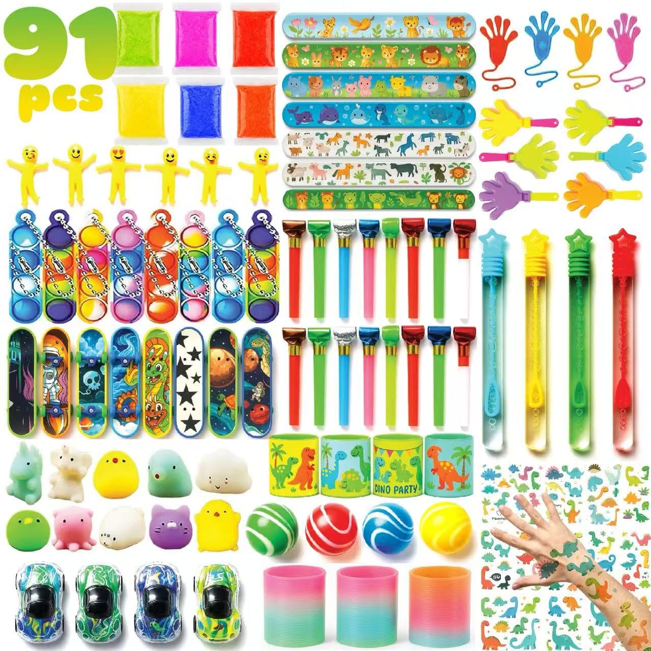 91PCS Party Bag Fillers for Kids, Bulk Festive Party Bag Fillers, Classroom Rewards, Christmas Stocking Stuffers