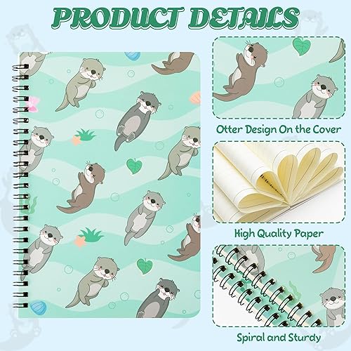 Miniatura 3 de L1rabe 2 cuadernos A5 en espiral de nutria, lindos y divertidos ríos de nutria, peces y plantas, cuadernos de tapa dura, cuaderno de diario de viaje