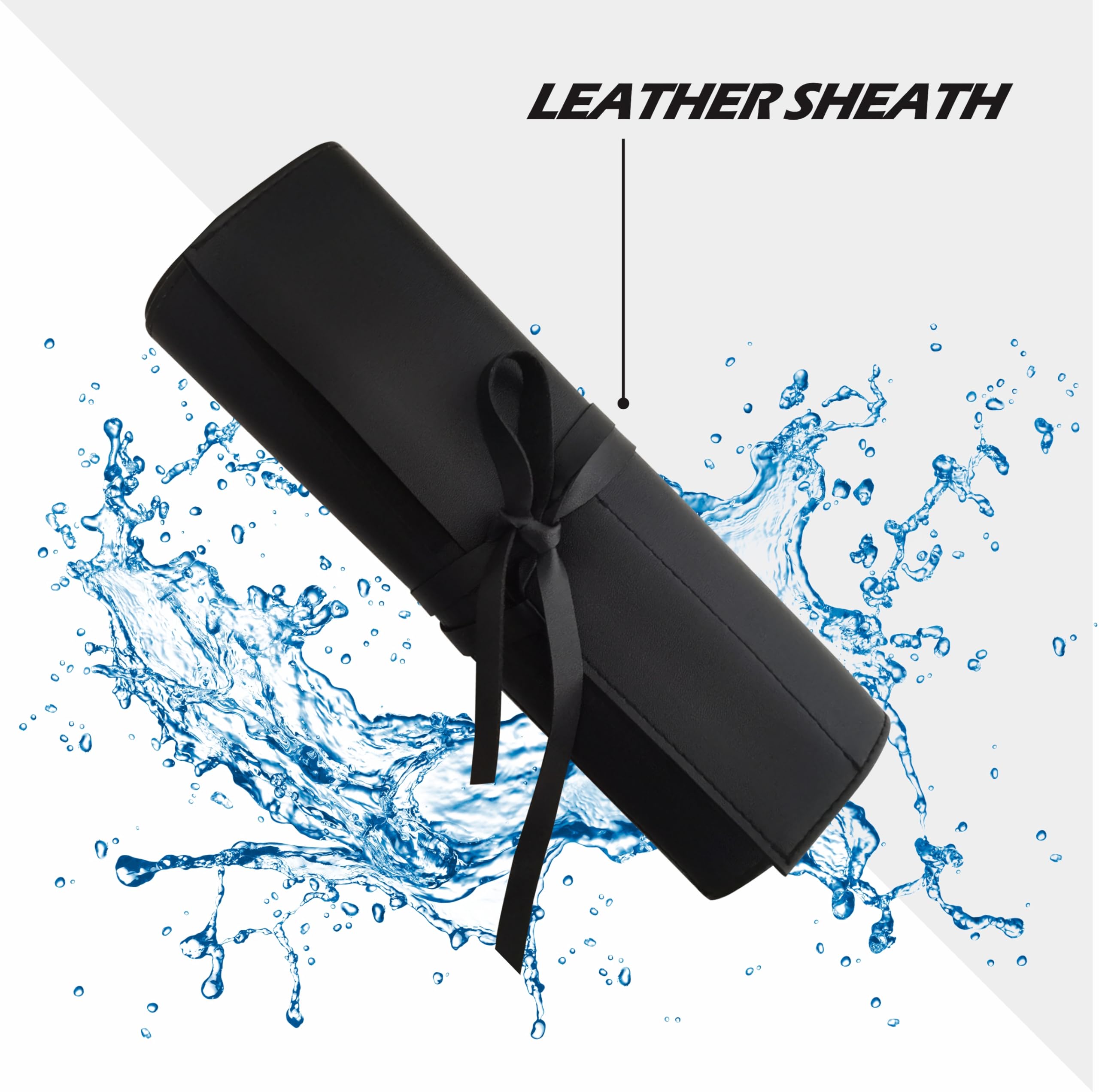 Juego culinario de herramientas de chapado de chef, juego de pinzas de chapado, juego de cucharas de acero inoxidable profesional, 7 piezas, negro, bolsa de cuero