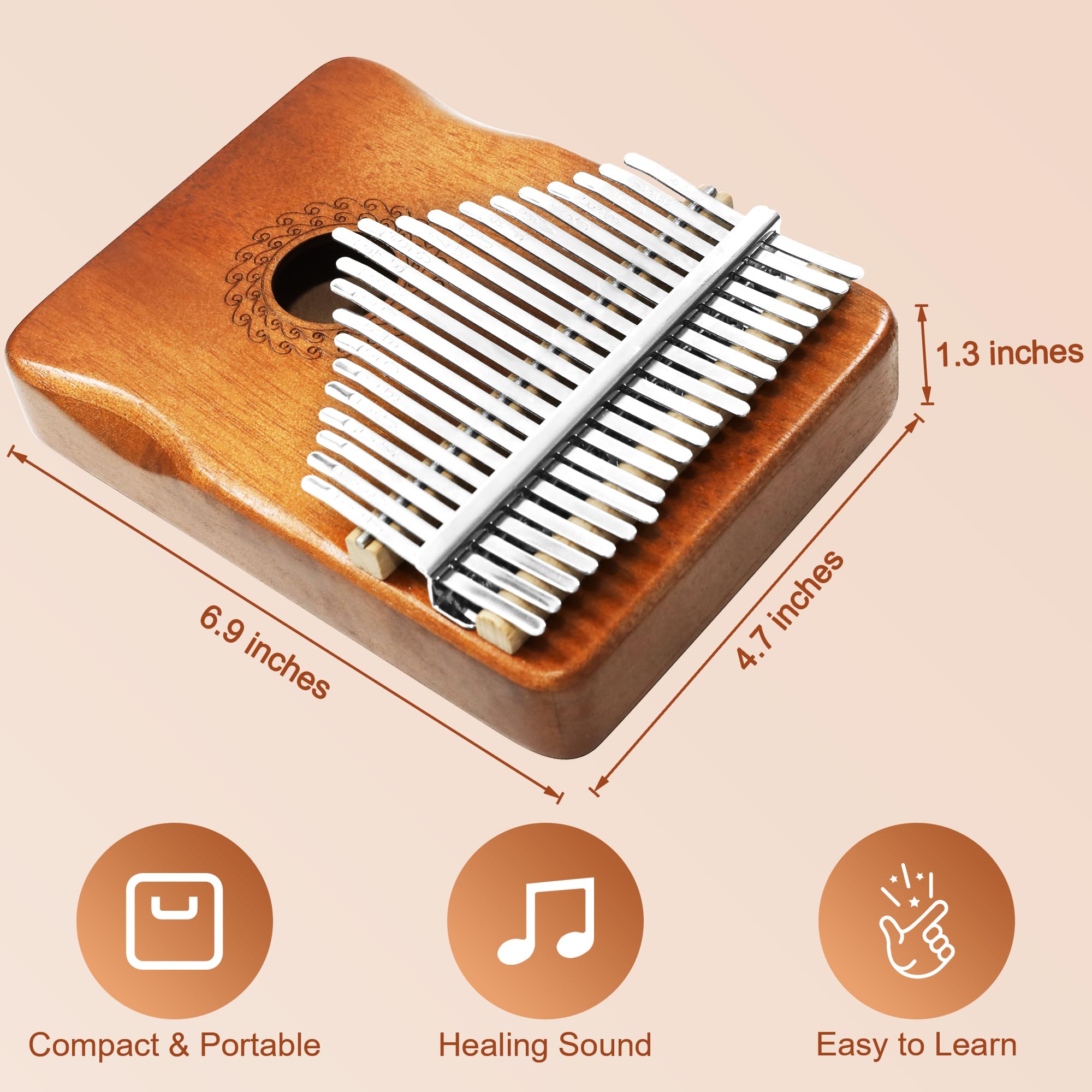 Kalimba 21 klawiszy, fortepian, przenośne pianino z młotkiem tuningowym, książka muzyczna i torba do przenoszenia, instrumenty muzyczne, prezent dla dorosłych, dzieci i początkujących