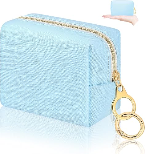 Vista 21 de Desing Wish Mini bolsa de maquillaje con llavero, estuche portátil para lápiz labial, bolsa de piel sintética, pequeña bolsa de cosméticos de viaje