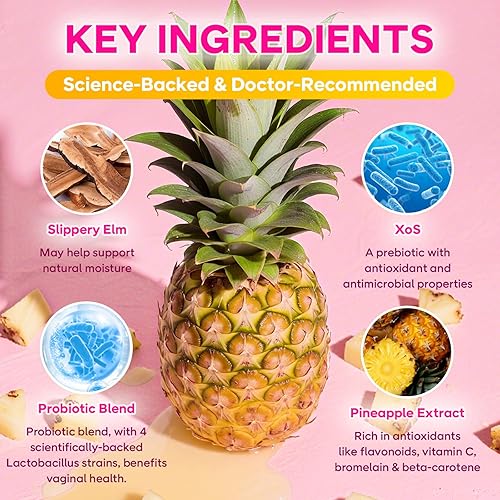 Miniatura 5 de Gomitas probióticas de olmo resbaladizo para mujer, gomitas probióticas femeninas jugosas para equilibrio del pH y apoyos inmunológicos, sabor a