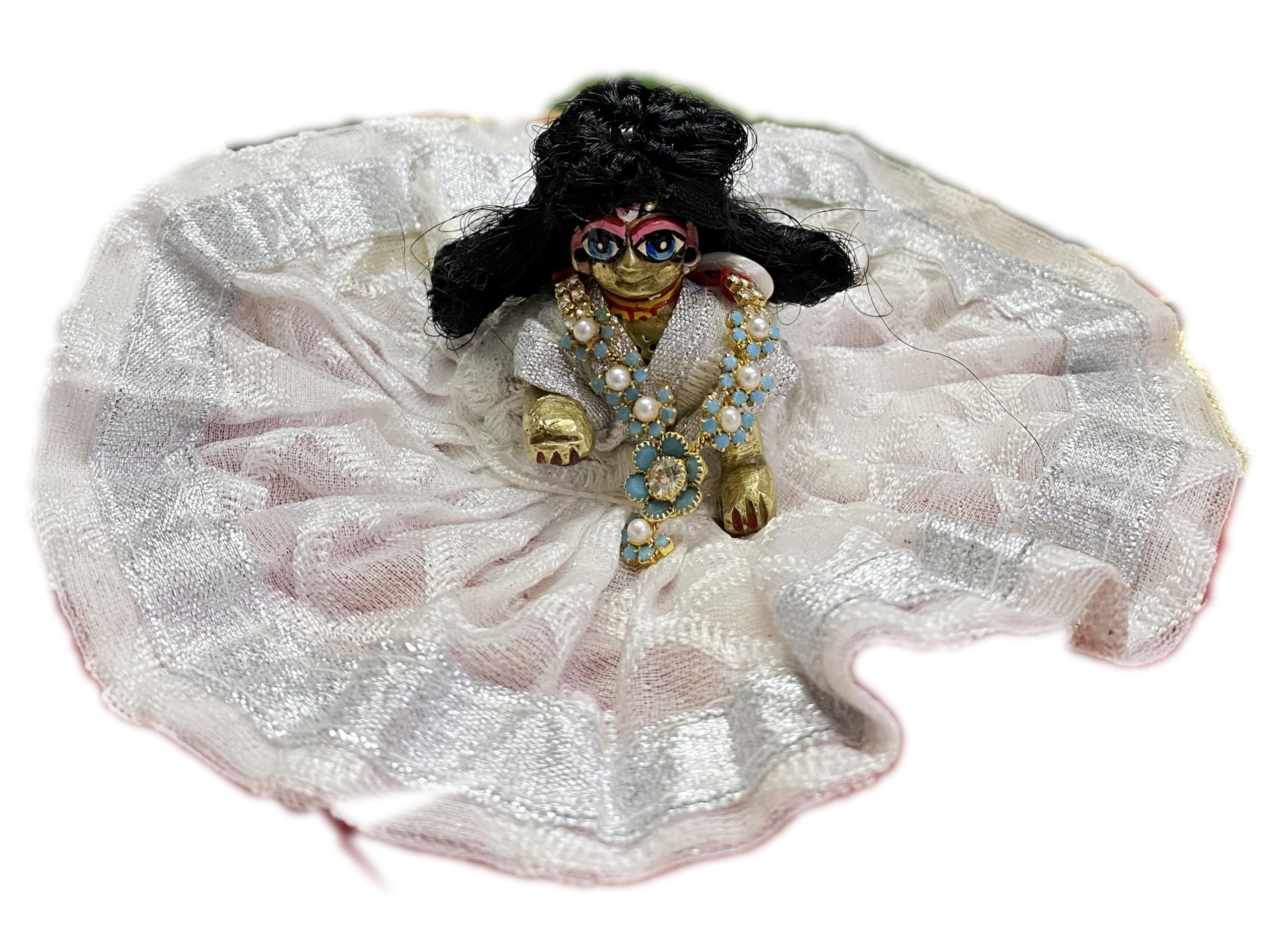 Handmade Ladoo Gopala Black Hair Wig for Krishna Deity ? Straight, Beautiful Artificial Hair for Deity Decoration (Pack Of 1) (4 NO.)
