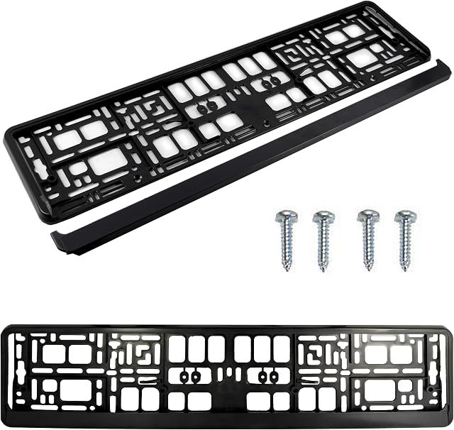 PAIR (2PCS) PURE BLACK MATT Car Registration License Number Plate Surround Holder Frame Surround