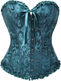 Corset Femme, Broderie Bustier Classique,Sexy Steampunk Gothique Bustier Top, Floral Ruched Sleeves Bustier