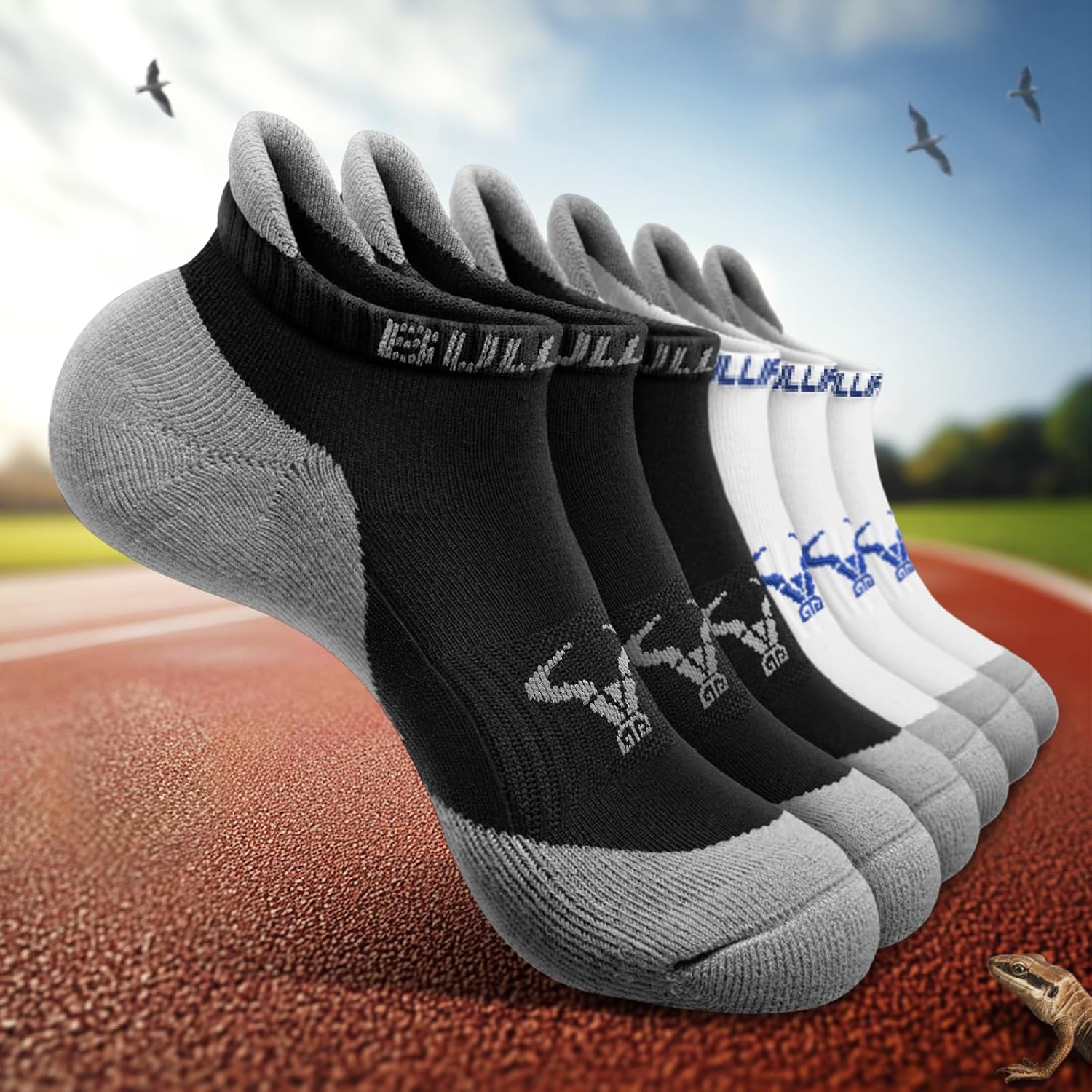 Men Running Socks 6Pairs-Ankle Athletic Socks Wicking Cushioned for Men Walking-Arch Compression Support