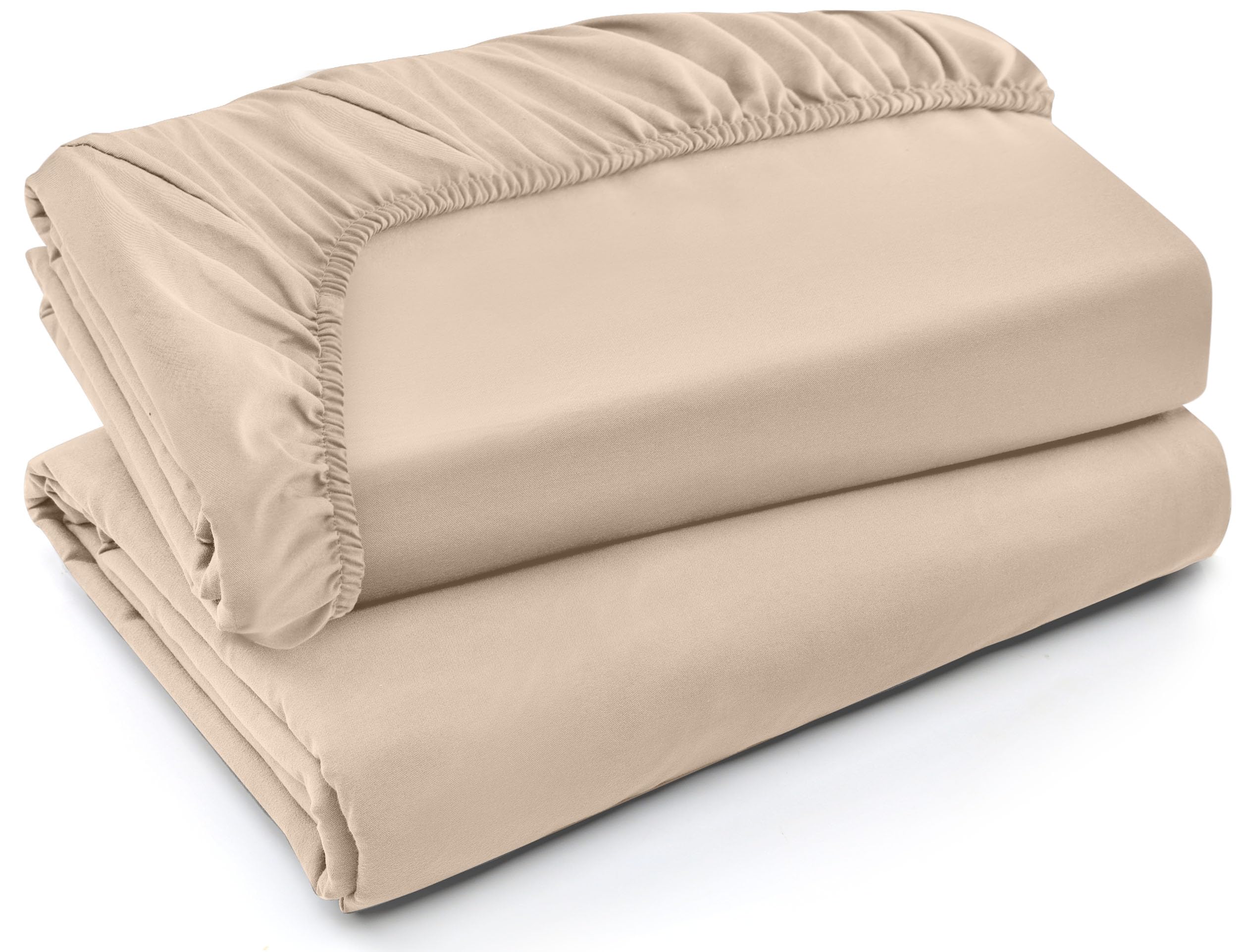 Utopia Bedding Fitted Sheet - Pack of 2 Bottom Sheets - Soft Brushed Microfiber - Deep Pockets, Shrinkage & Fade Resistant - Easy Care (Full, Beige)