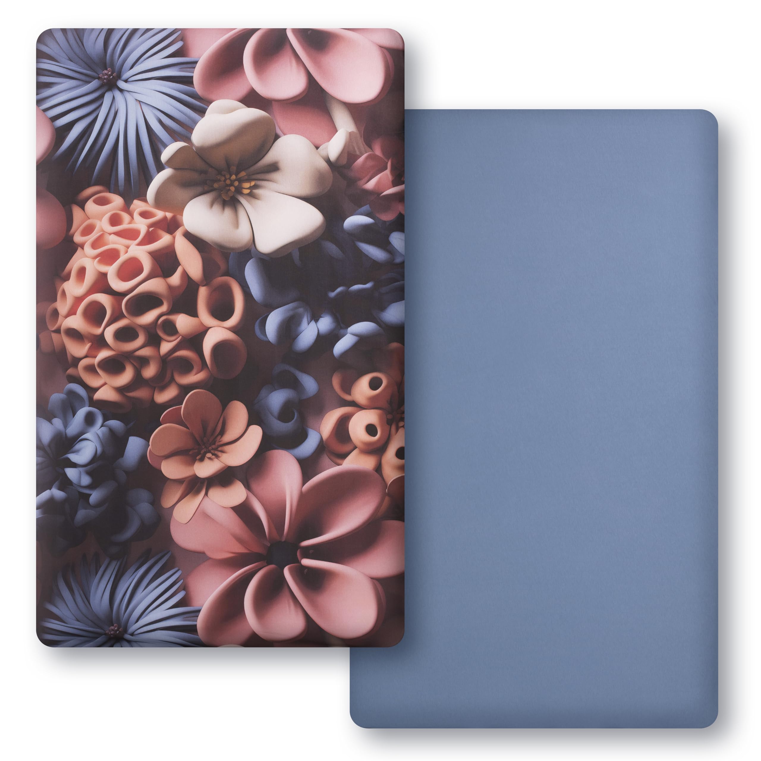 Lenzuolo per culla organico, 100% cotone, lenzuolo standard per culla (132 x 71 cm), lenzuolo con angoli per culla per bimbi e ragazzi neutri, lenzuola per bambini (fiore blu 3D)