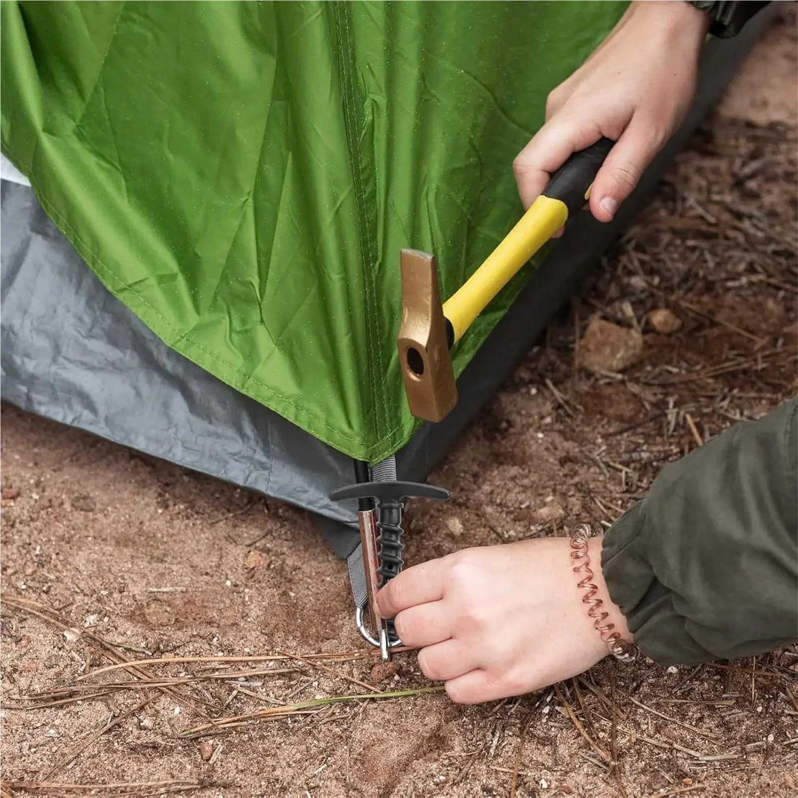 Piquetas Camping 5/20pc Outdoor Camping Tent Pegs Screw Anchor Stakes Ground Nail Anchors Windproof Accessories(Black 20pcs)