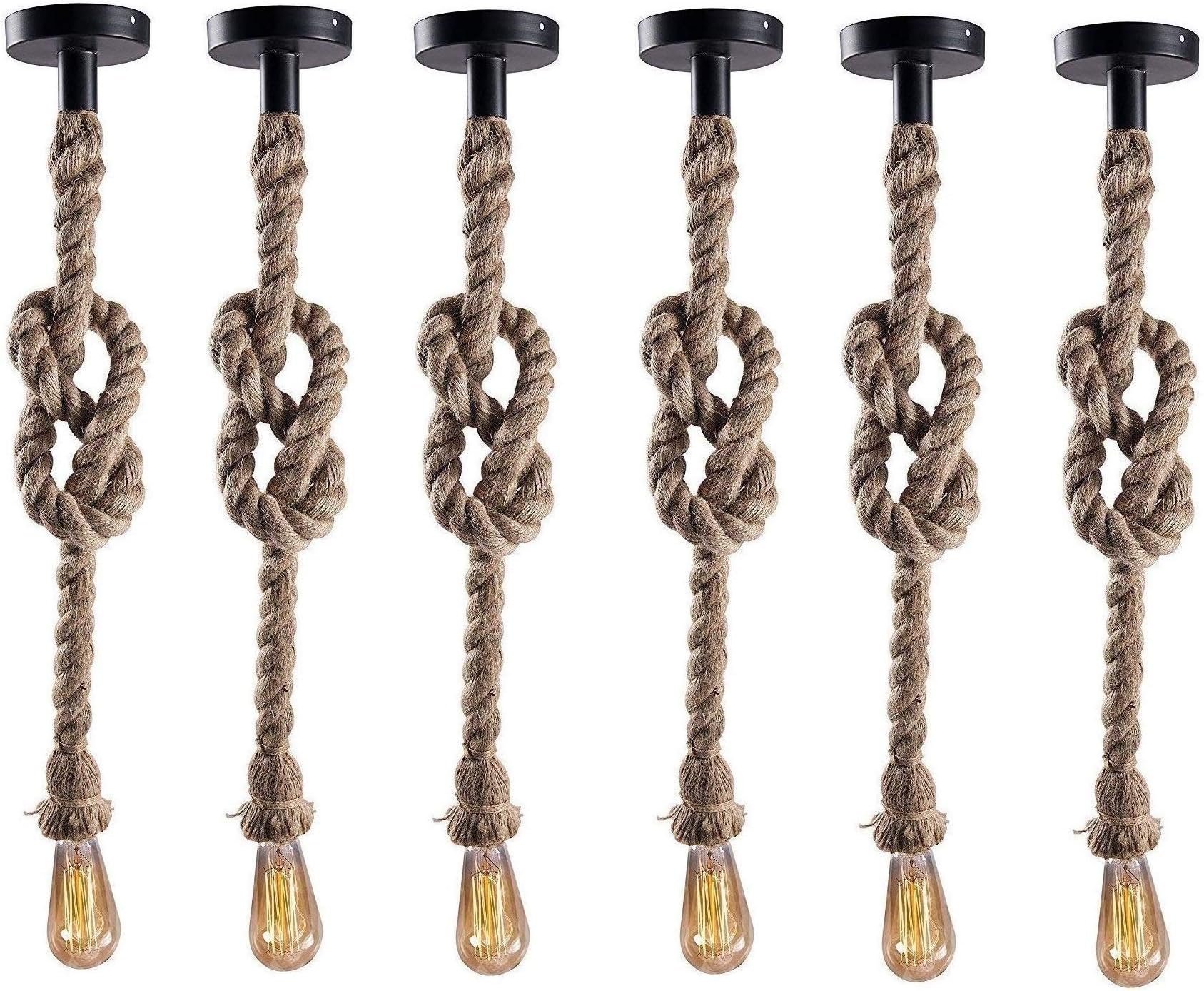- Desidiya Pendant Rope Lights for Ceiling Hanging, Bulb Not Included - Pack of 6