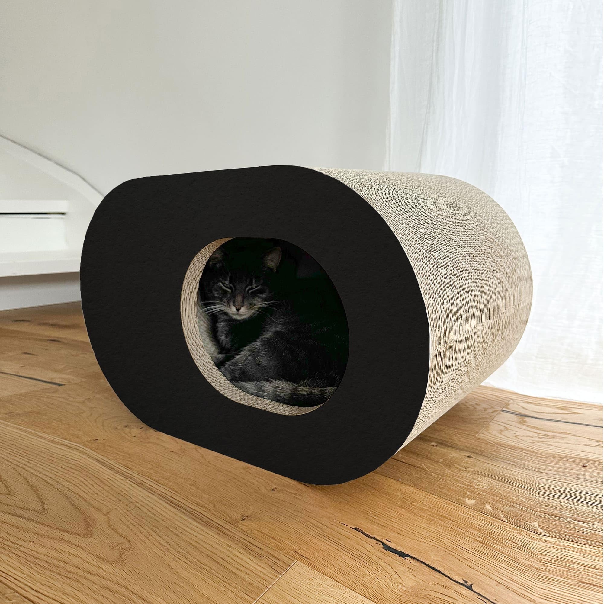 LucyBalu PAPERCAVE Cueva para gatos de cartón rascador, posibilidad de arañar para gatos, cabaña de cartón ondulado, espacio para dormir para gatos, muebles para gatos, casa rascadora, juguete para