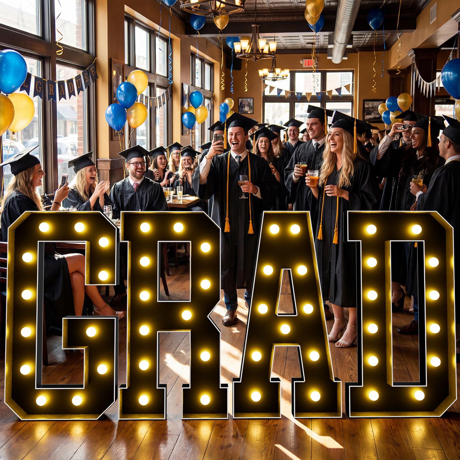 Ledido Letras de marquesina de 4 pies de alto, letras grandes negras iluminadas de 4 pies para cumpleaños, baby shower, boda, graduación, aniversarios, eventos, decoración de fiestas, fácil de montar