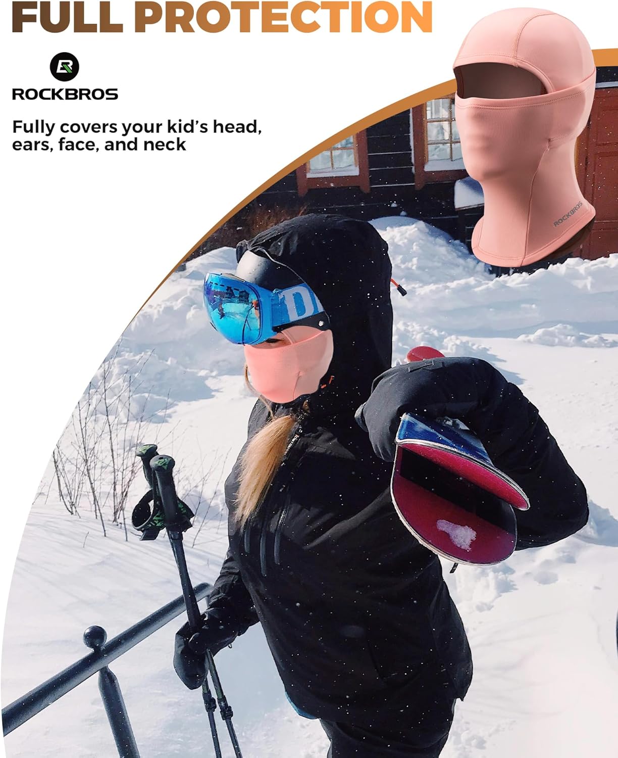 ROCKBROS Ski Mask for Kids Balaclava Windproof Winter Mask for Cold Weather Neck Gaiter for Skiing Snowboarding Outdoor - Image 3