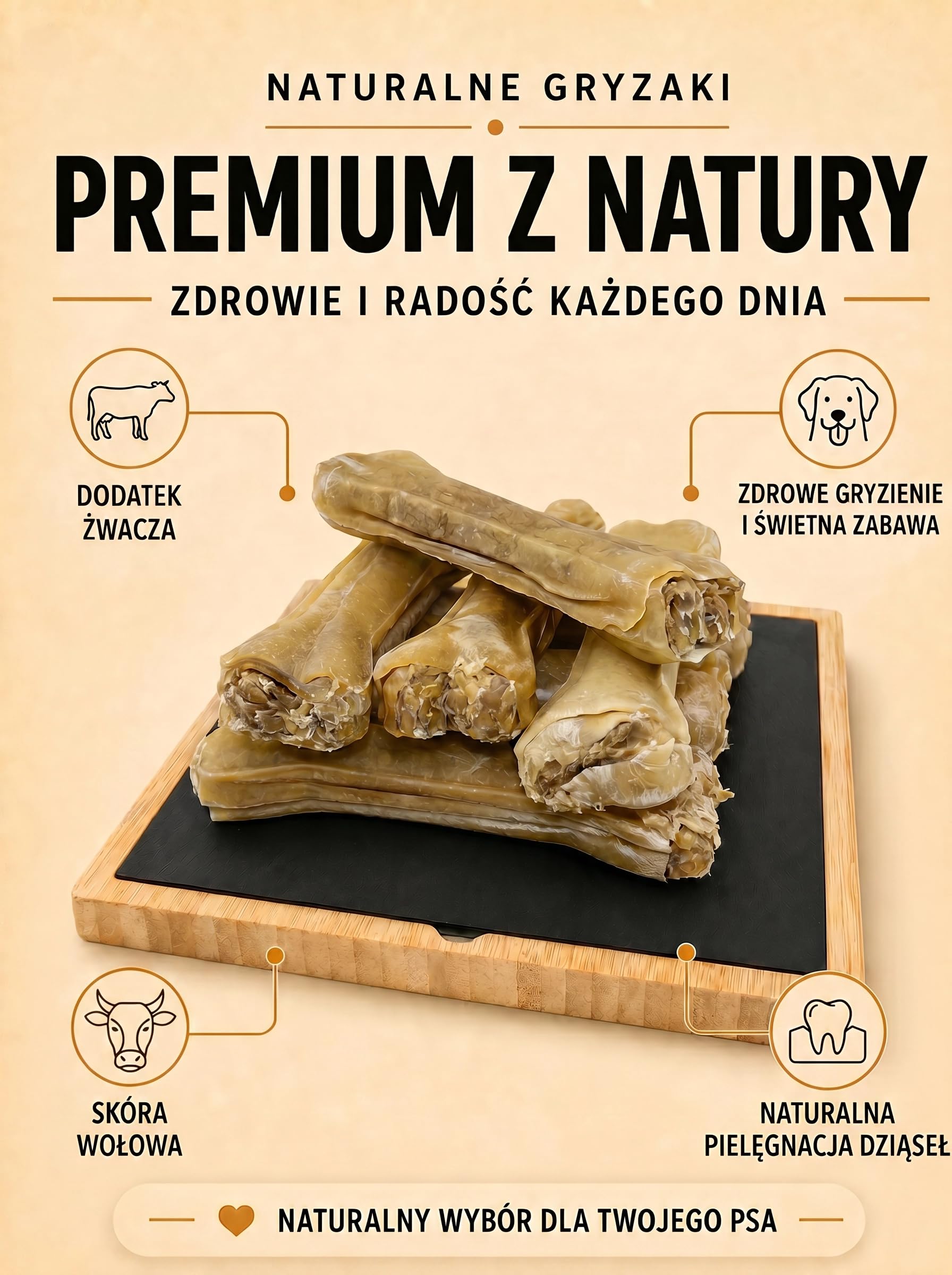 5 pièces Os pour chien 17 cm en cuir de vache - Teether naturel avec rumen, soutient des dents propres et des gencives saines, Sans conservateur, Fabriqué dans l'UE